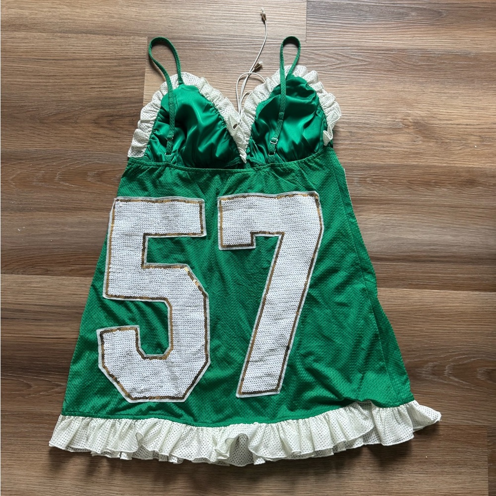 TOUCHDOWN SEQUIN JERSEY DRESS IN GREEN - Picture 5 of 6